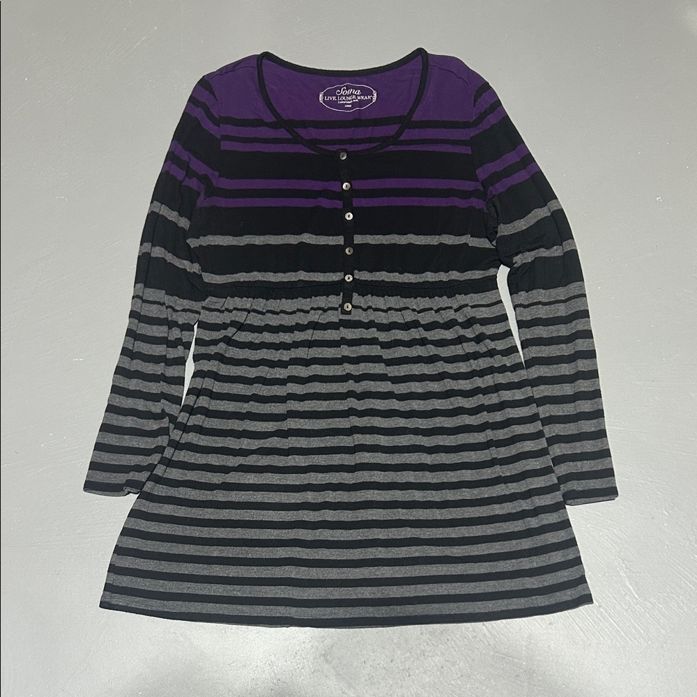 Soma Loungewear Striped Long Sleeve Dress Shirt (Women’s Large)